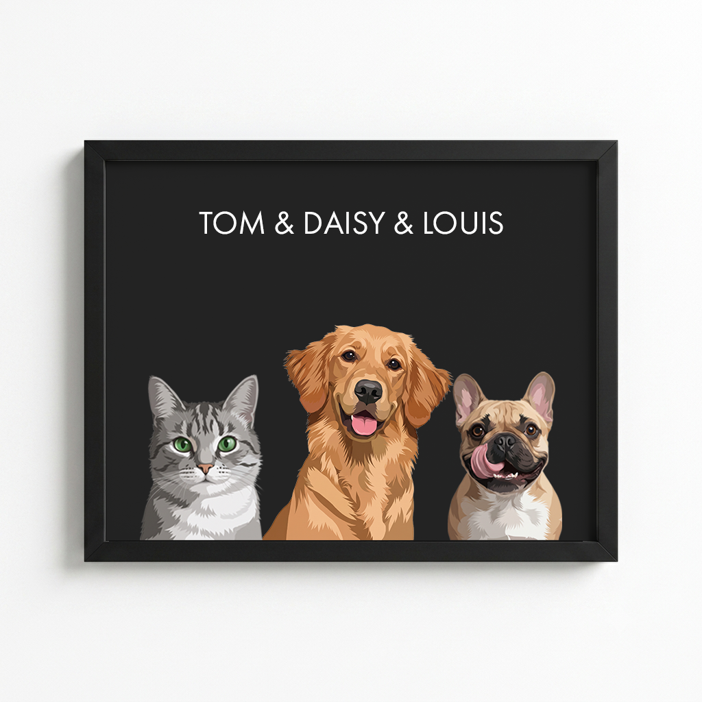 Custom Three Pet Portrait