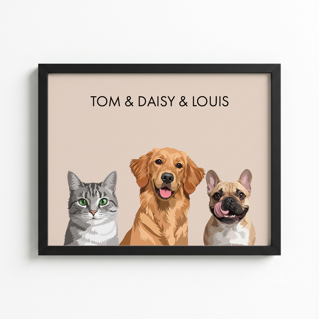Custom Three Pet Portrait