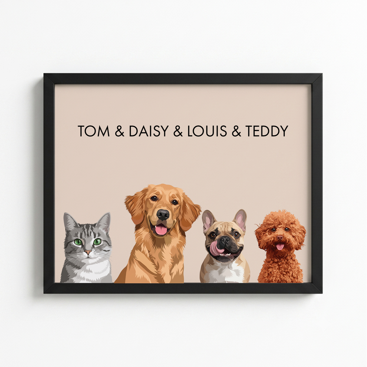 Custom Four Pet Portrait