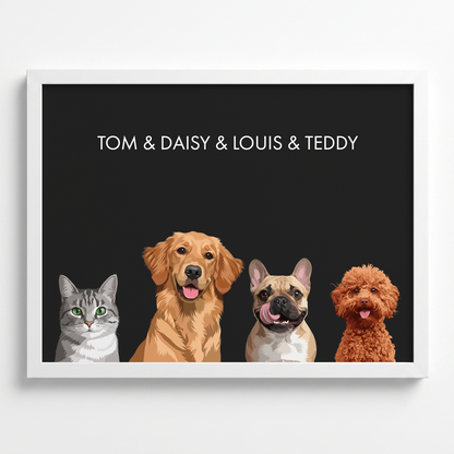 Custom Four Pet Portrait
