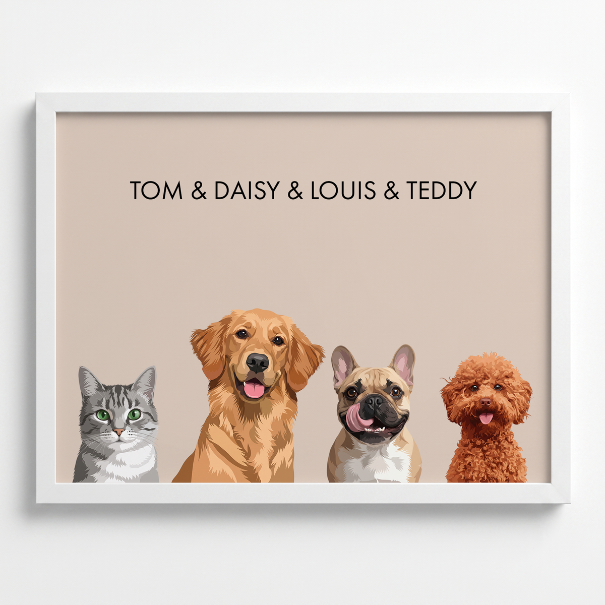 Custom Four Pet Portrait
