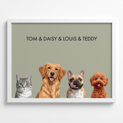 Custom Four Pet Portrait