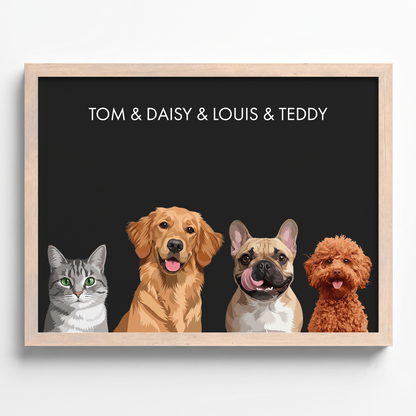 Custom Four Pet Portrait
