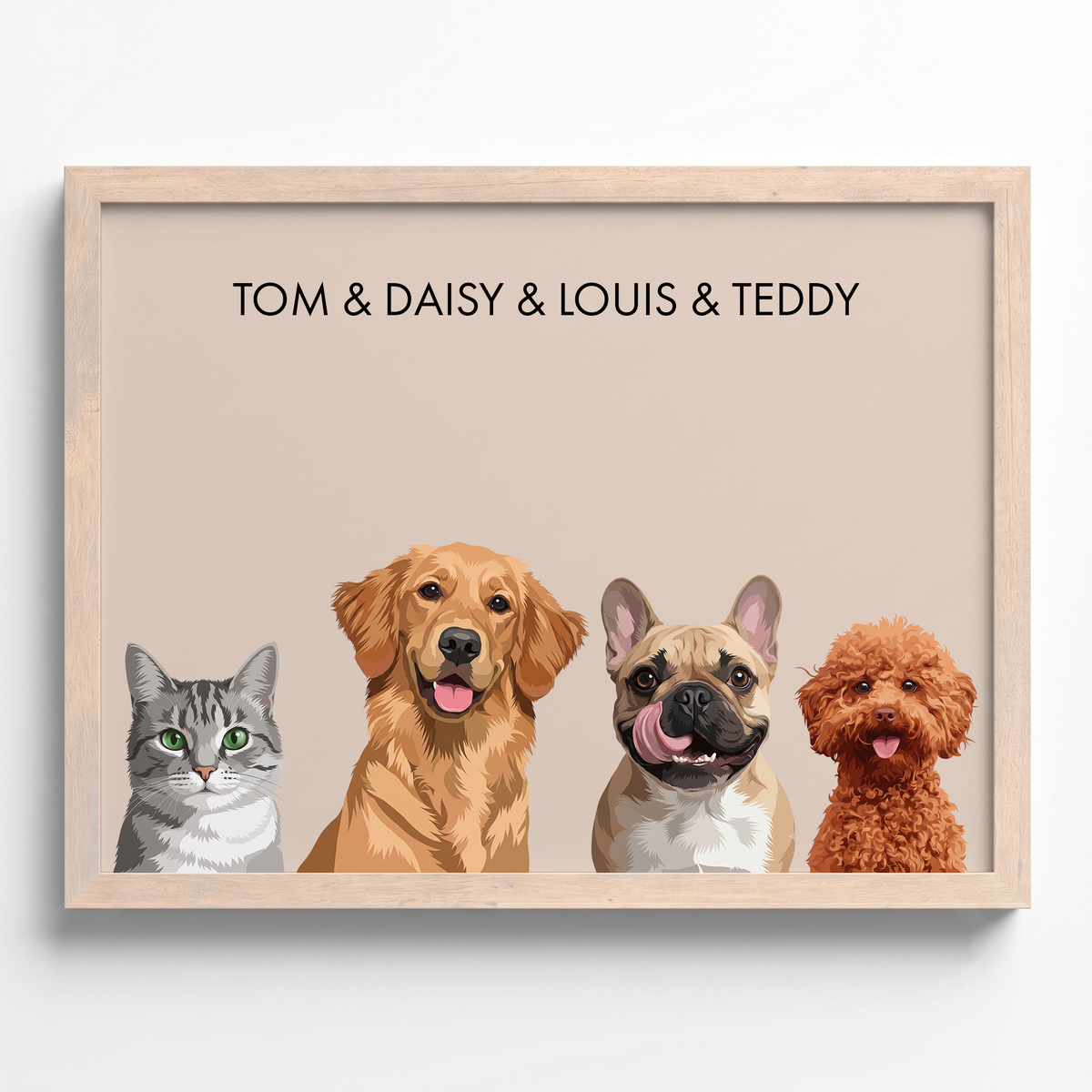 Custom Four Pet Portrait