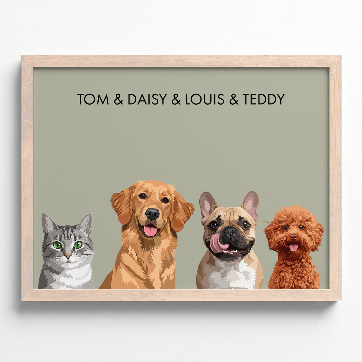 Custom Four Pet Portrait