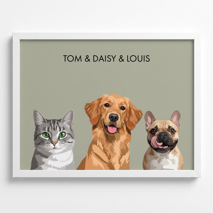 Custom Three Pet Portrait
